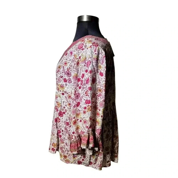 Cynthia‎ Rowley Women's 1X Floral Boho Blouse Tunic Bell Sleeve Fairy Hippie NWT - Picture 4 of 7